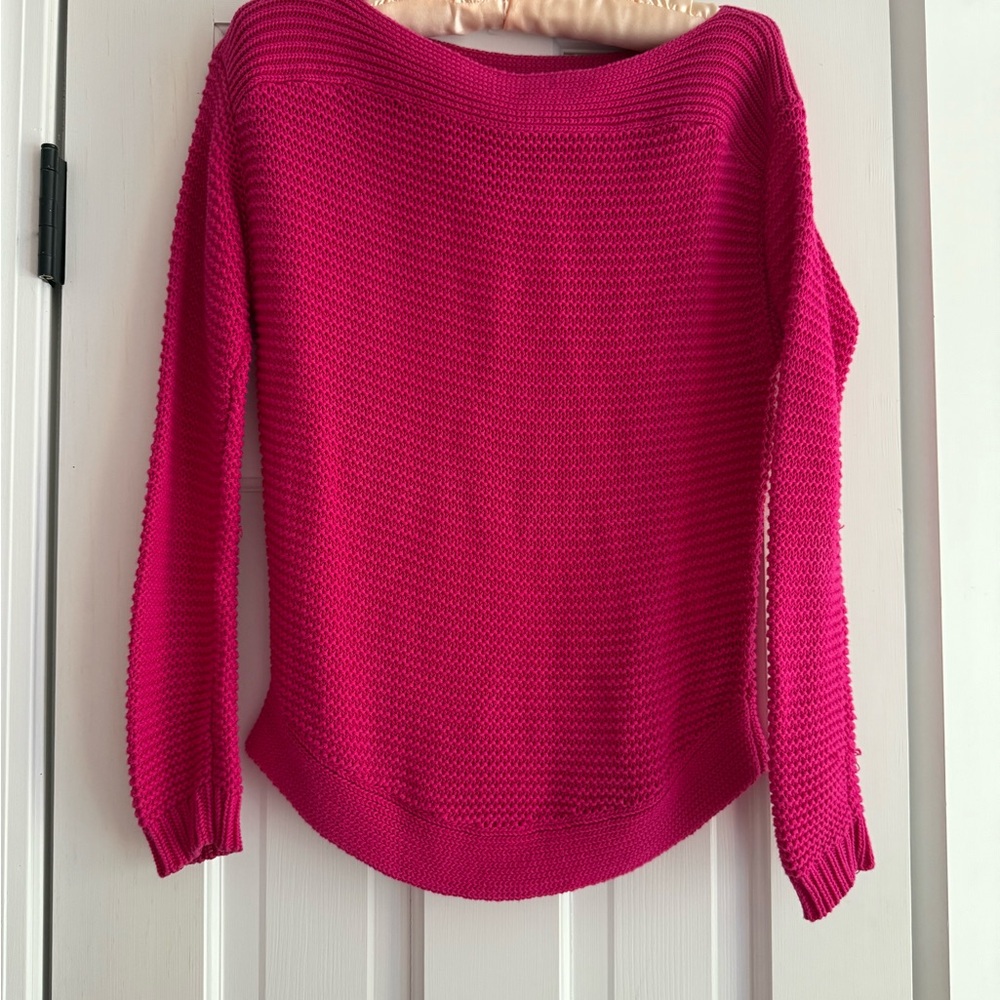 Ralph Lauren Pink Crew Neck Sweater with Ribbed Texture